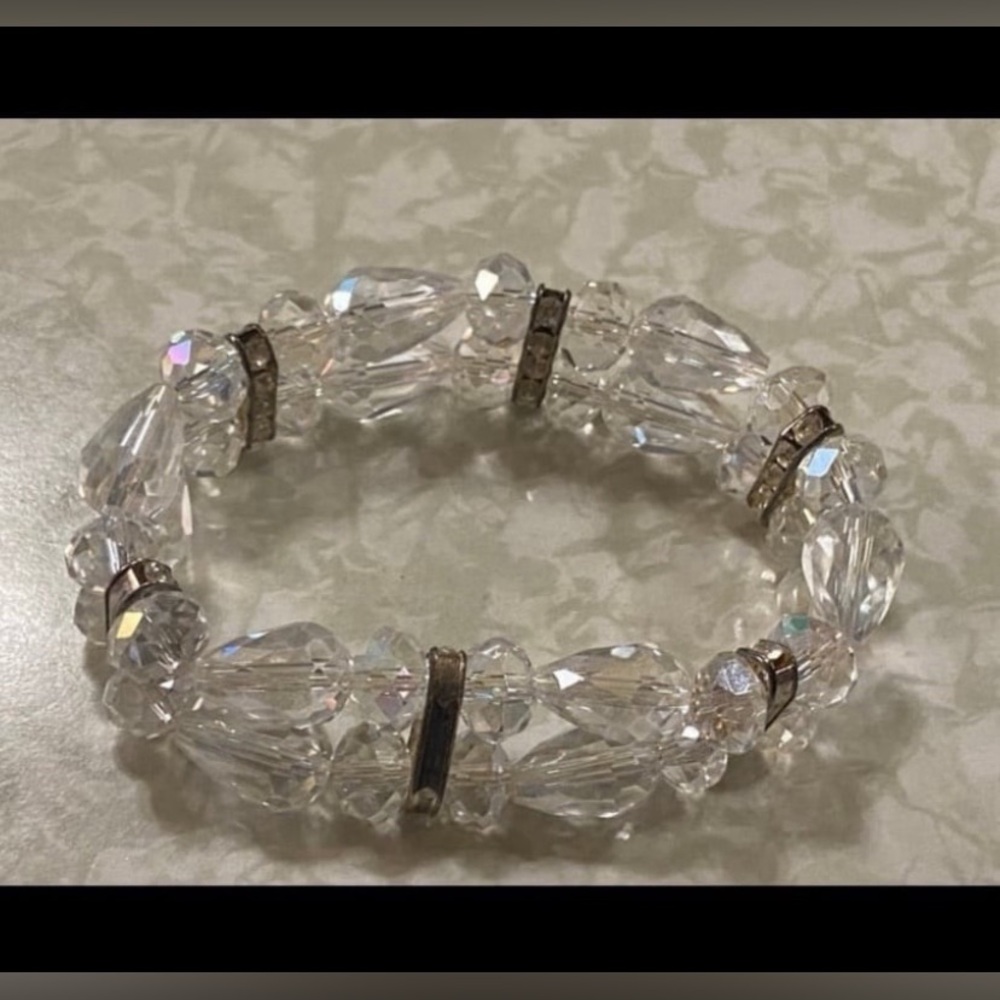 Vintage Crystal Aurora Borealis Rhinestone Bead Bracelet #7304☝️BEST PRICE - Picture 8 of 9